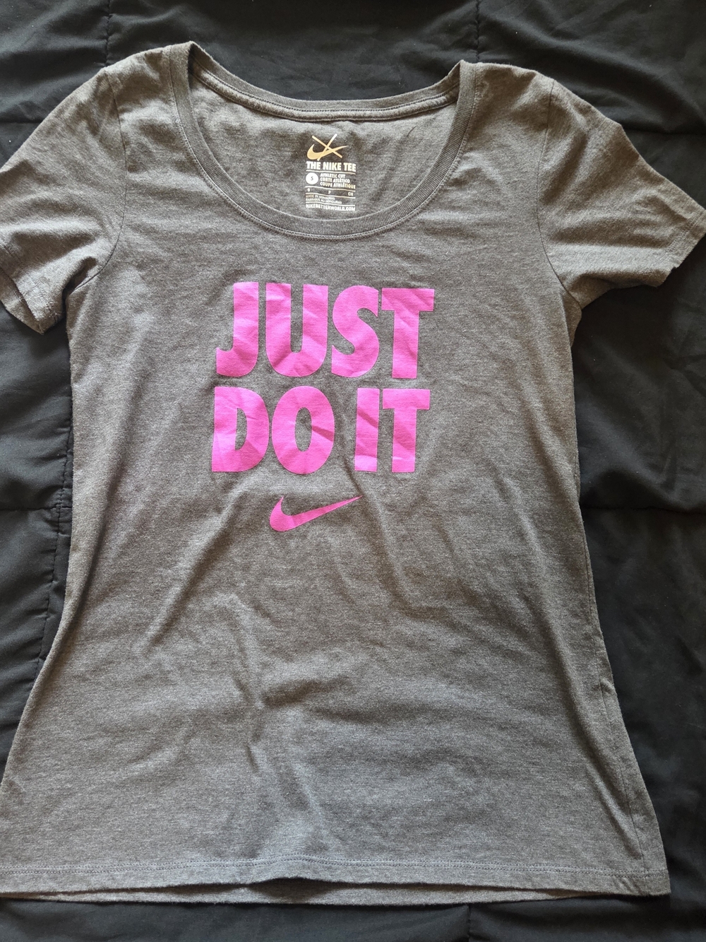 Nike Gray Tee with Neon Purple "Just Do It"